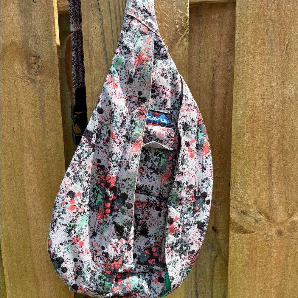 Kavu Sling Bag - Black, Red, Green Splatter